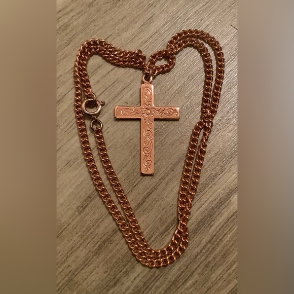 New vintage Copper cross pendette - Picture 5 of 6